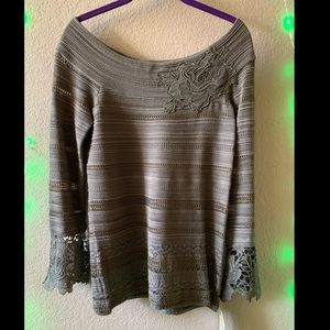 Olive green lacy sweater
